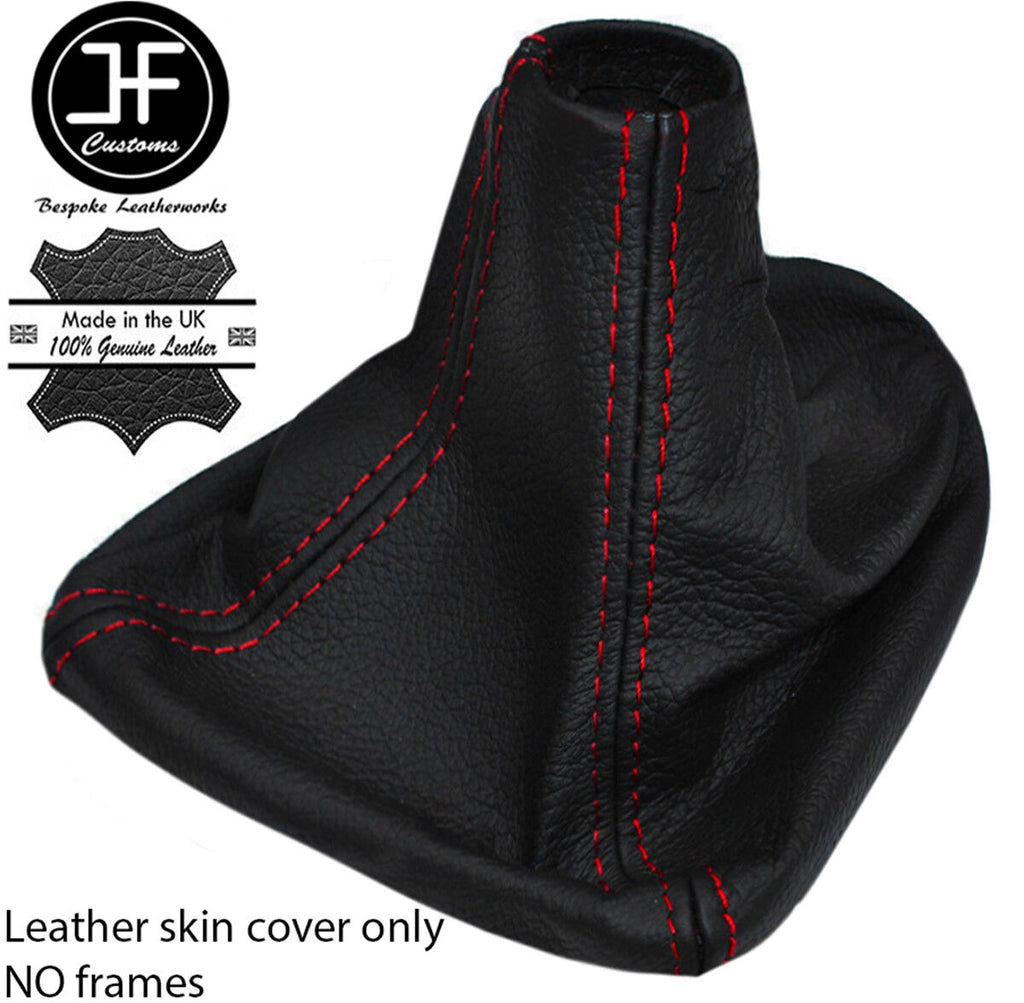 RED STITCHING REAL LEATHER GEAR GAITER COVER FITS SEAT LEON MK2 2005-2012