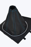 FITS FORD MONDEO Mk3 03-06 GAITER BEST LEATHER L BLUE STITCH CUSTOM NEW