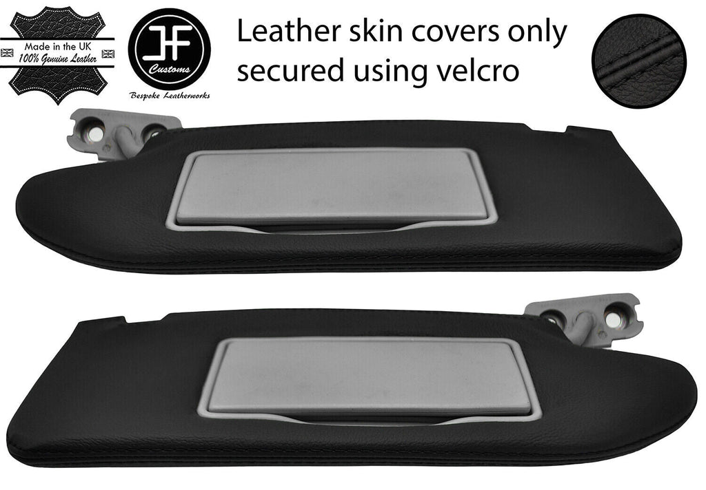 BLACK STITCHING 2X SUN VISORS LEATHER COVERS FITS VOLVO V70 MK2 2000-2007