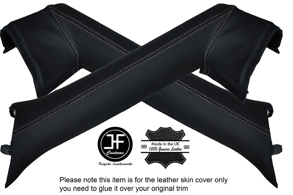 WHITE STITCH 2X A POST PILLAR LEATHER COVERS FITS BMW Z4 E85 ROADSTER 2003-2009