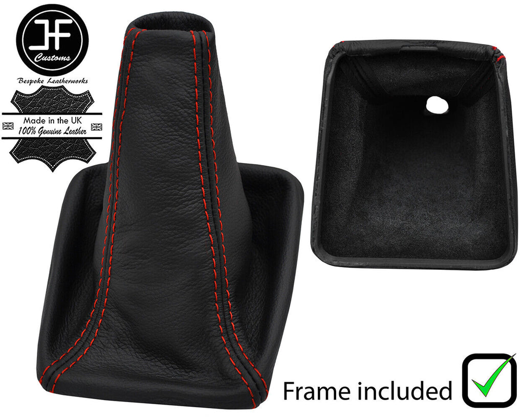 RED STITCH LEATHER GEAR GAITER+PLASTIC FRAME FITS SUBARU FORESTER 2002-2008