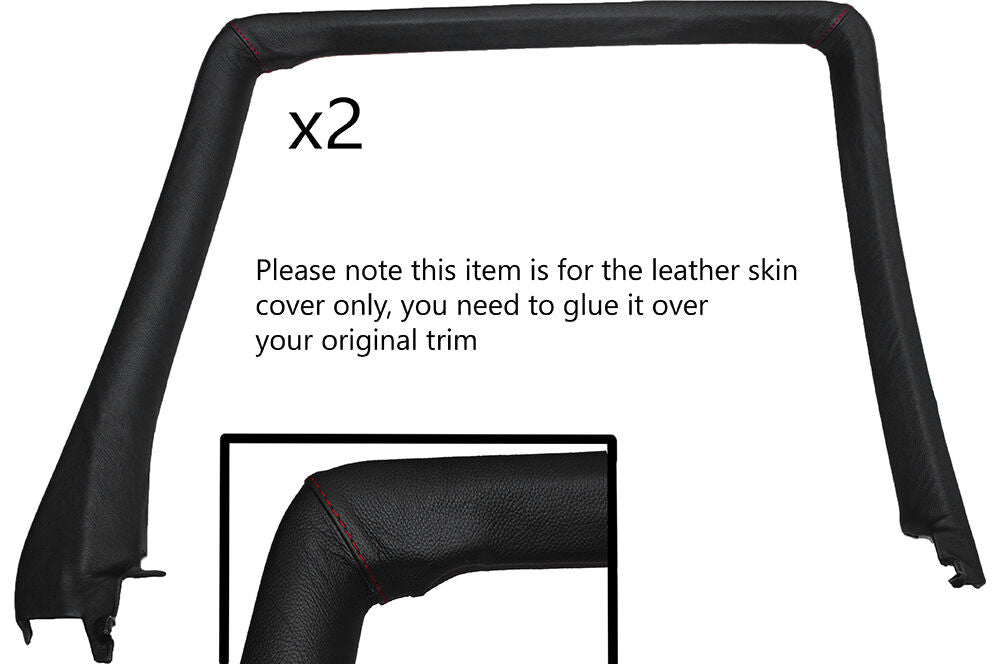 RED STITCH 2X REAR WINDOW TRIM SKIN COVERS FITS LAND ROVER FREELANDER 2 06-14