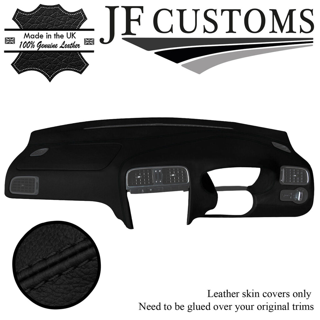 BLACK STITCH ITALIAN LEATHER DASH DASHBOARD COVER FITS VW POLO 6R 2009-2014