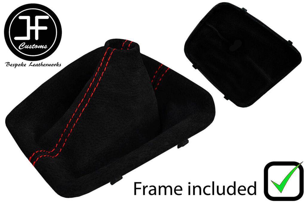 RED STITCH SUEDE MANUAL GEAR GAITER + PLASTIC FRAME FOR BMW E46 1999-2005