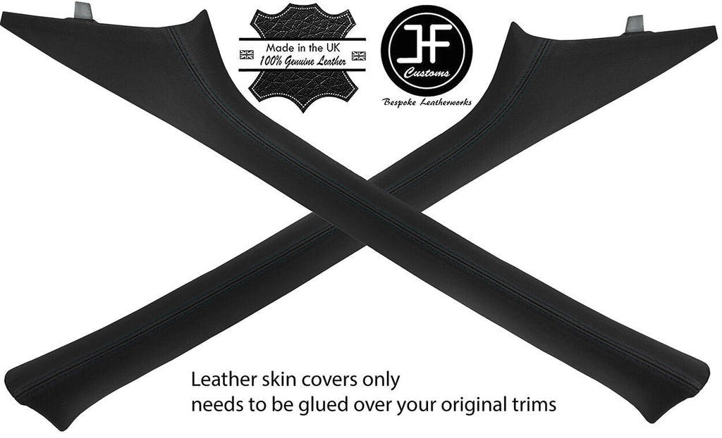 BLACK STITCHING 2X A PILLAR LEATHER COVERS FITS RENAULT TRAFIC 2001-2014