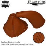TAN LEATHER FITS MAZDA MX5 MK1 1990-1998 GEAR HANDBRAKE BLACK STITCHING