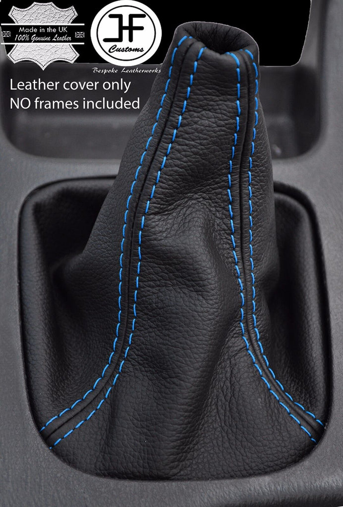 BLUE DOUBLE STITCHING MANUAL LEATHER GEAR GAITER FITS SUBARU IMPREZA 1998-2000