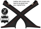 RED  STITCH 2X A POST PILLAR REAL LEATHER COVERS FITS VOLVO XC60 2008-2017