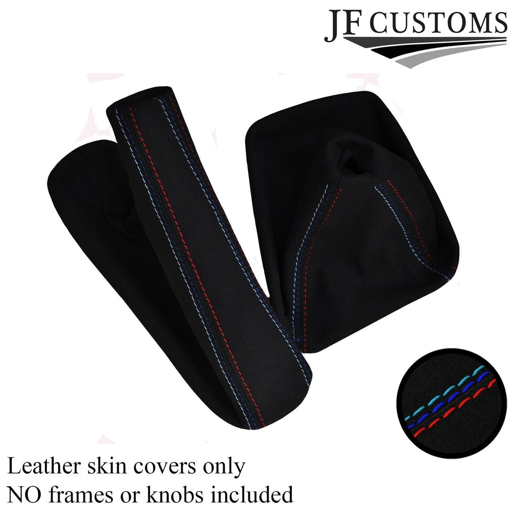 FOR BMW E90 E91 E92 E93 3 Series 2005-2013 SUEDE GEAR STICK HANDBRAKE TRI STITCH