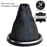 BLUE STITCH CARBON FIBER VINYL GEAR GAITER FITS FORD FIESTA MK6 FUSION 02-08