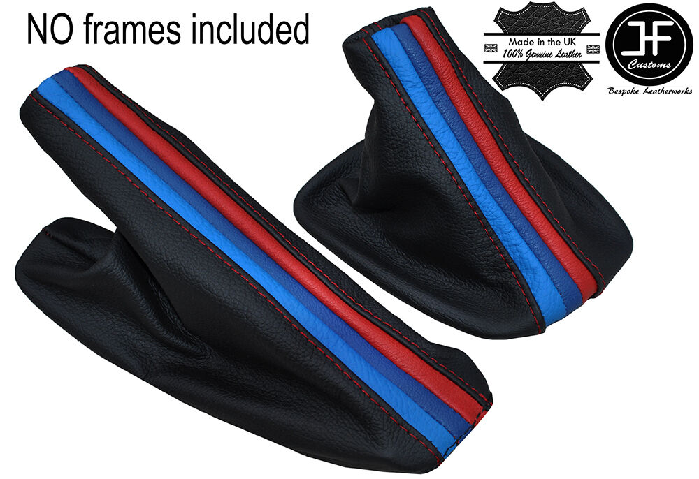 LONG TRI STRIPES RED STITCH GEAR HANDBRAKE GAITER FITS BMW 5 SERIES E34 84-97