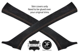 BROWN STITCHING 2X A PILLAR REAL SUEDE  COVERS FITS PEUGEOT 208 2012-2018
