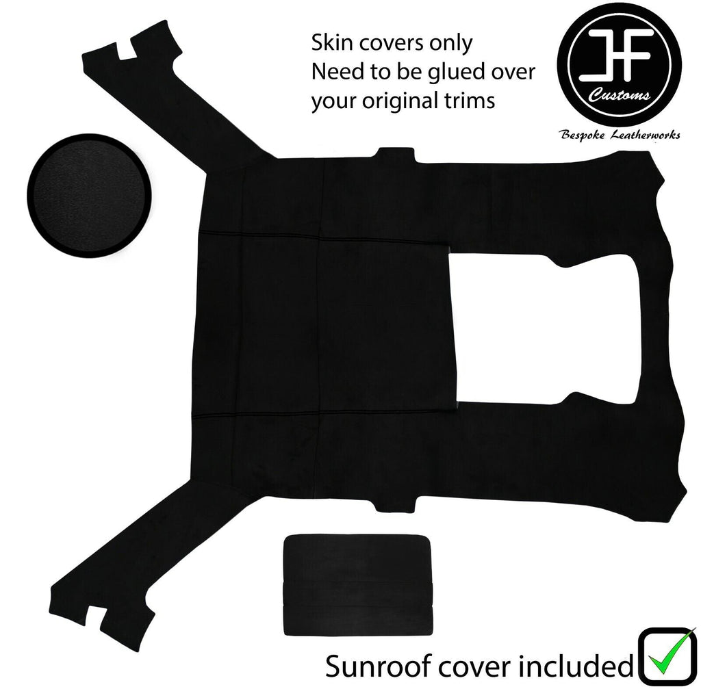 BLACK STITCH LUXE SUEDE HEADLINER SUN ROOF COVER FOR BMW E30 81-92 COUPE