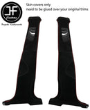 RED STITCH 2X UPPER AND 2X LOWER B PILLAR LUXE SUEDE COVER FOR AUDI Q5 08-15