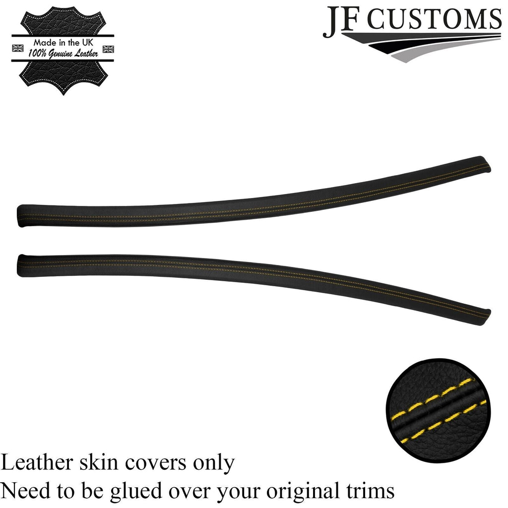 YELLOW STITCH 2X FRONT LEATHER DOOR CARD TRIM STRIP COVERS FITS BMW E92