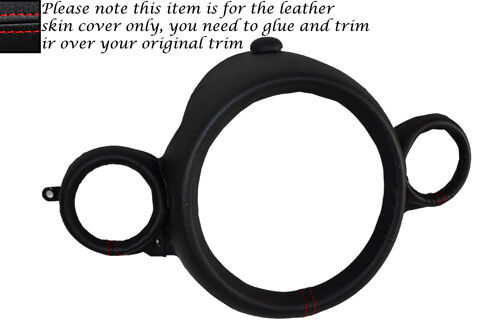 RED STITCH SPEEDO SURROUND LEATHER COVER FITS BMW MINI COOPER S R56 R57 07-13
