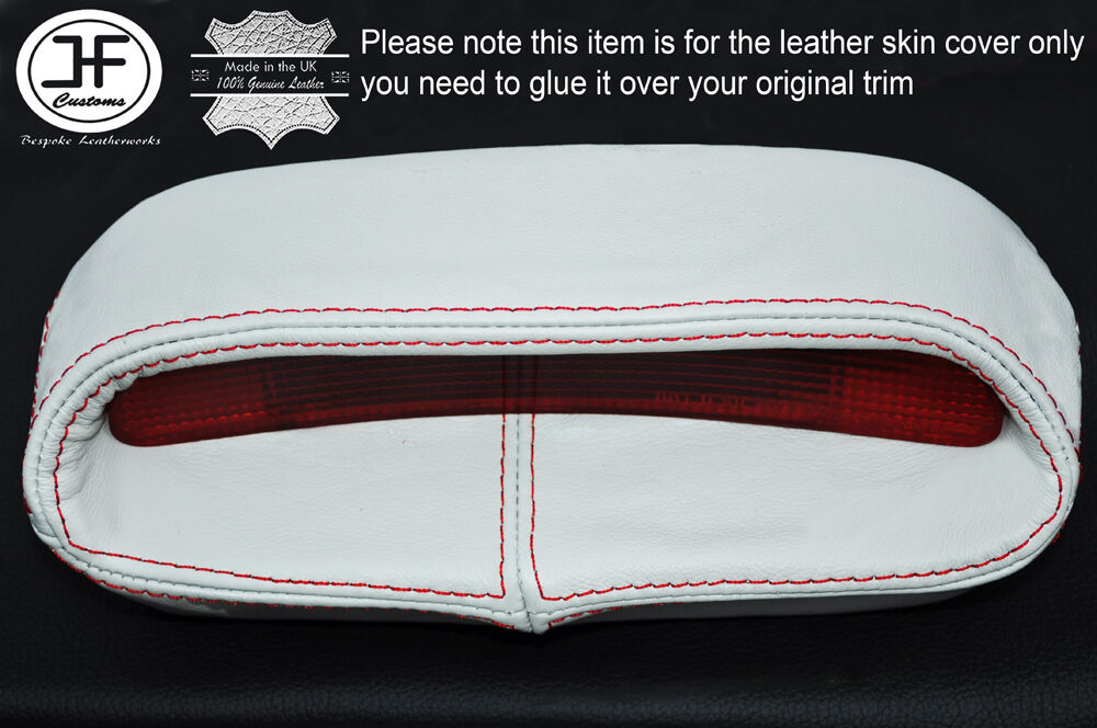 RED STITCH REAR BRAKE LIGHT HOUSING GREY LEATHER COVER FITS NISSAN FIGARO