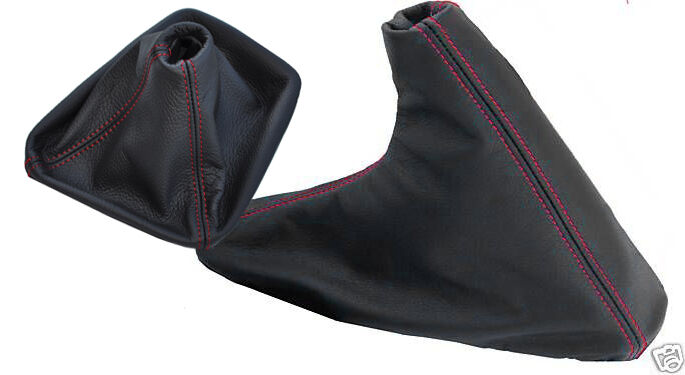 FITS BMW E36 E46 1991-2005 GEAR HANDBRAKE GAITER RED STITCHING LEATHER