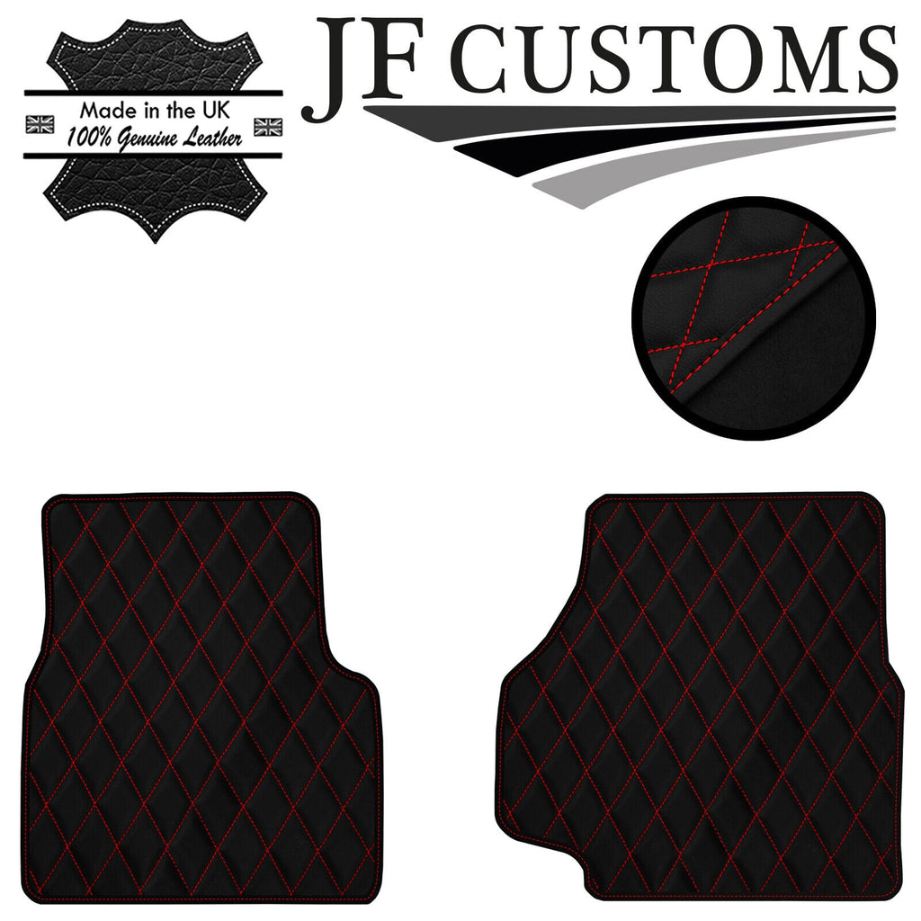 RED DIAMOND STITCH VINYL 2X TAILORED FLOOR MAT CARPETS FOR DEFENDER 90 110