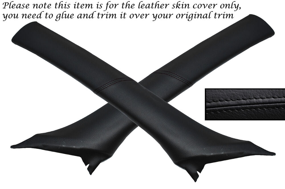BLACK STITCH 2X WINDSCREEN PILLAR COVERS FITS BMW 3 SERIES E46 SALOON 98-05
