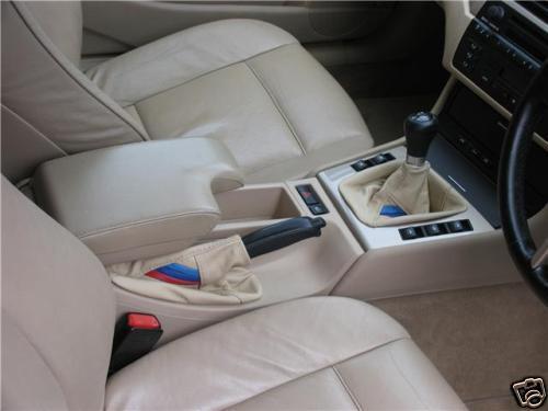 FITS BMW E36 GEAR GAITER & HANDBRAKE CREAM LEATHER TRI STRIPES CUSTOM NEW