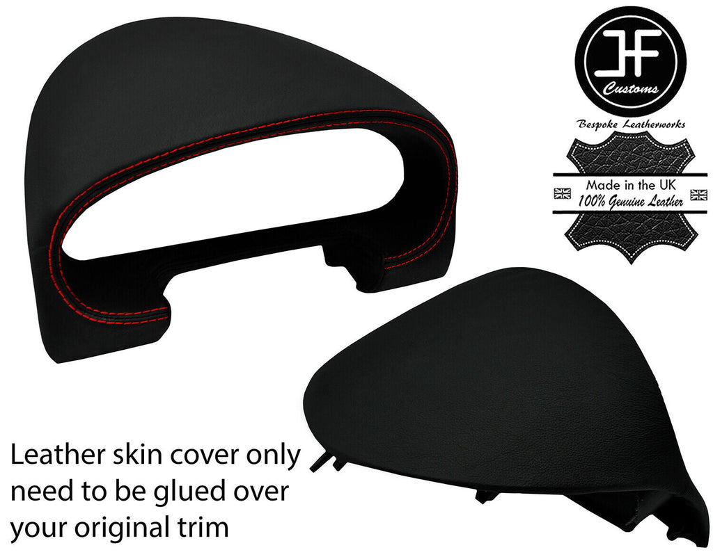 RED STITCH SPEEDO GAUGE HOOD TOP GRAIN LEATHER COVER FOR MAZDA MX5 MK2 98-05