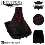 RED STITCHING LEATHER GEAR GAITER + PLASTIC FRAME FITS ALFA ROMEO 164 88-97