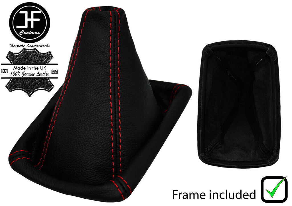 RED STITCH LEATHER MANUAL GEAR GAITER+PLASTIC FRAME FOR PEUGEOT 607 00-08