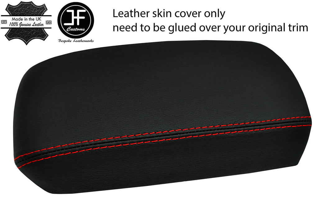 RED STITCH ARMREST LID REAL LEATHER COVER FITS NISSAN QASHQAI 2010-2014