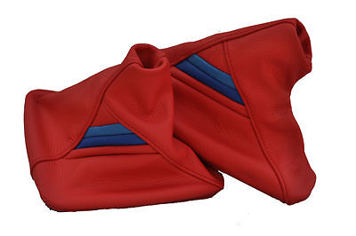 FITS BMW E36 TRI STRIPES GEAR & HANDBRAKE SET RED LEATHER CUSTOM NEW MADE IN UK