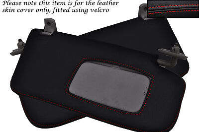 FITS SUBARU IMPREZA WRX STI 2001-2004 2X SUN VISORS LEATHER COVERS RED STITCH