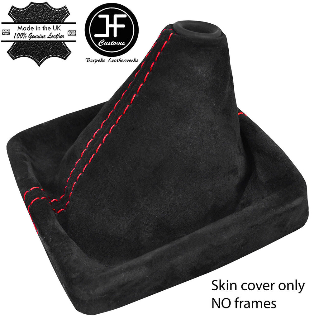 RED STITCHING REAL SUEDE GEAR GAITER FOR MITSUBISHI LANCER EVO 10 X 08-16