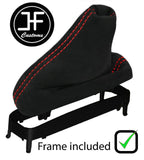 RED  STITCH LUXE SUEDE AUTOMATIC GEAR + FRAME FOR HONDA CIVIC MK10 X 17-21
