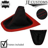 D RED STITCH LEATHER GEAR + SURROUND COVERS + FRAMES FOR TOYOTA AURIS 2007-2011