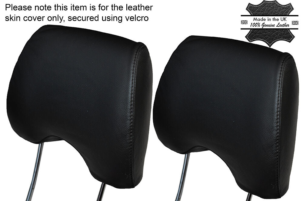 BLACK STITCHING 2X FRONT HEADREST SKIN COVER FITS SUBARU IMPREZA WRX STI 01-05