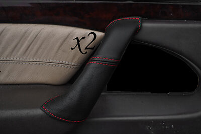 RED STITCH FITS MERCEDES S CLASS W140 91-98 2X FRONT DOOR HANDLE LEATHER COVERS