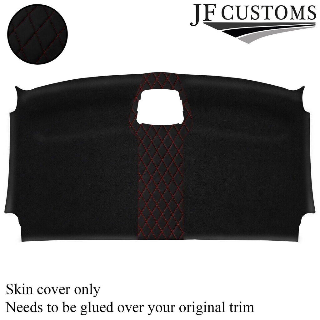 DARK RED STITCH DIAMOND LUXE SUEDE FRONT HEADLINER COVER FITS VW CRAFTER 06-17