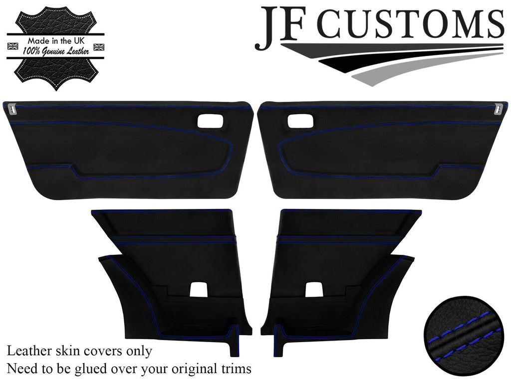 BLUE STITCH ITALIAN LEATHER 4X DOOR CARD COVER FOR LANCIA BETA VOLUMEX COUPE