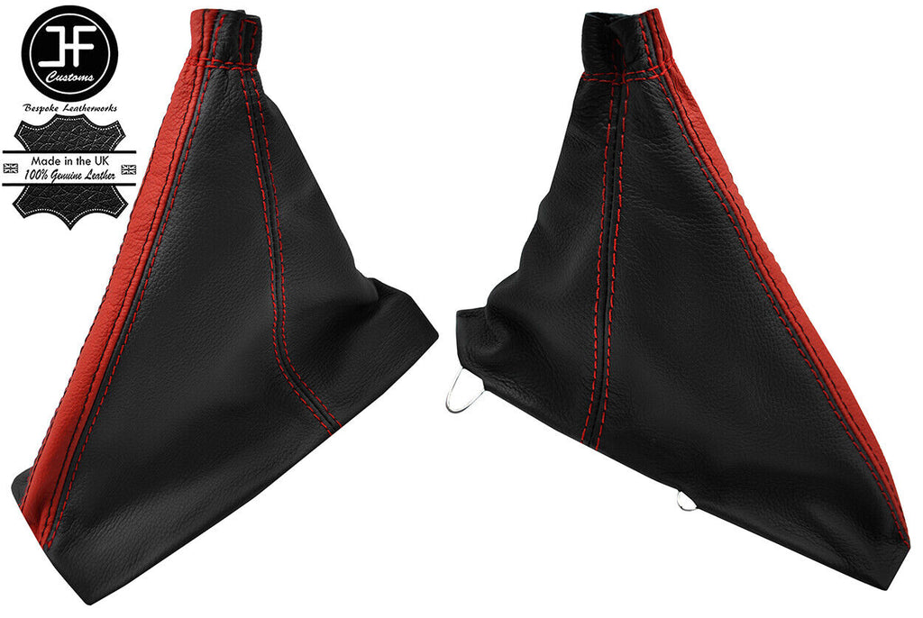 BLACK & RED STRIPE LEATHER HANDBRAKE + METAL FRAME FOR CORVETTE C5 1997-04
