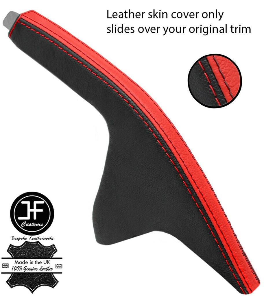 RED  BLACK REAL LEATHER HANDBRAKE GAITER COVER FITS HONDA ACCORD MK6 1998-2002