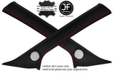 RED STITCHING 2X A PILLAR REAL LEATHER COVERS FOR SEAT LEON MK3 2012-2017