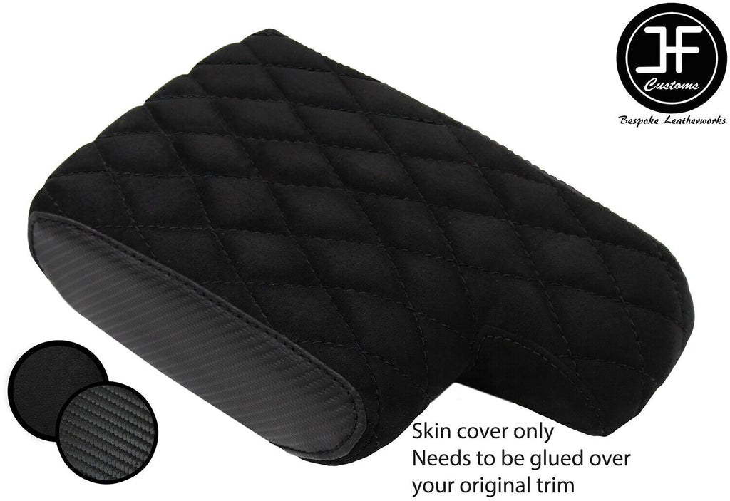 BLACK DIAMOND STITCH CARBON VINYL AND SUEDE ARMREST COVER FOR BMW 3 E36 91-98