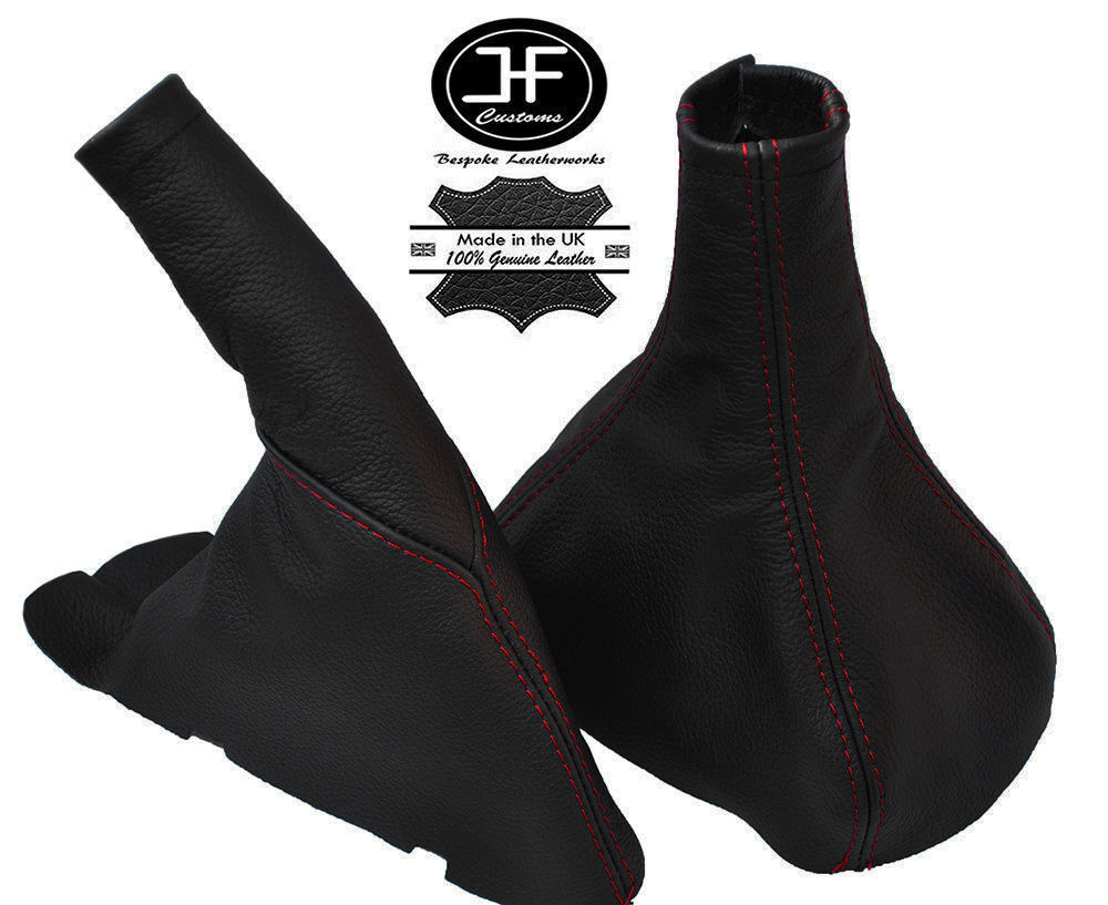 RED STITCH FOR VAUXHALL TIGRA A GENUINE LEATHER GEAR HANDBRAKE GAITER SET
