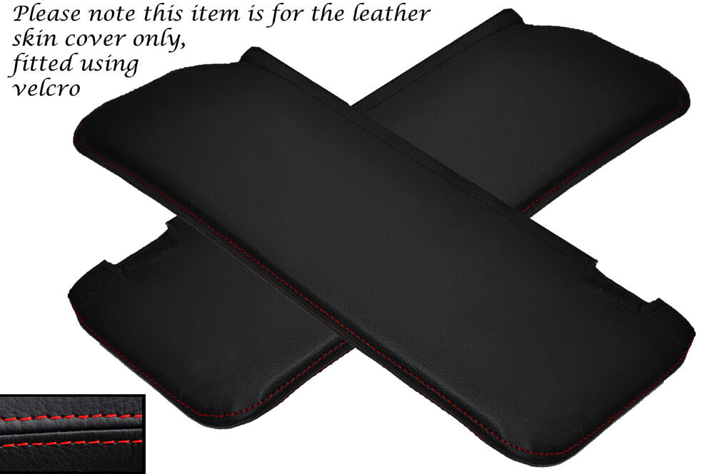 RED STITCH 2X SUN VISORS LEATHER COVERS FITS MERCEDES W108 STACKLIGHT 65-72