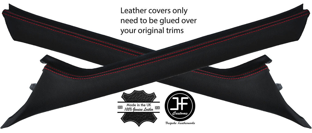 RED STITCH 2X A PILLARS LEATHER COVERS FITS MERCEDES SPRINTER A901 905 00-06