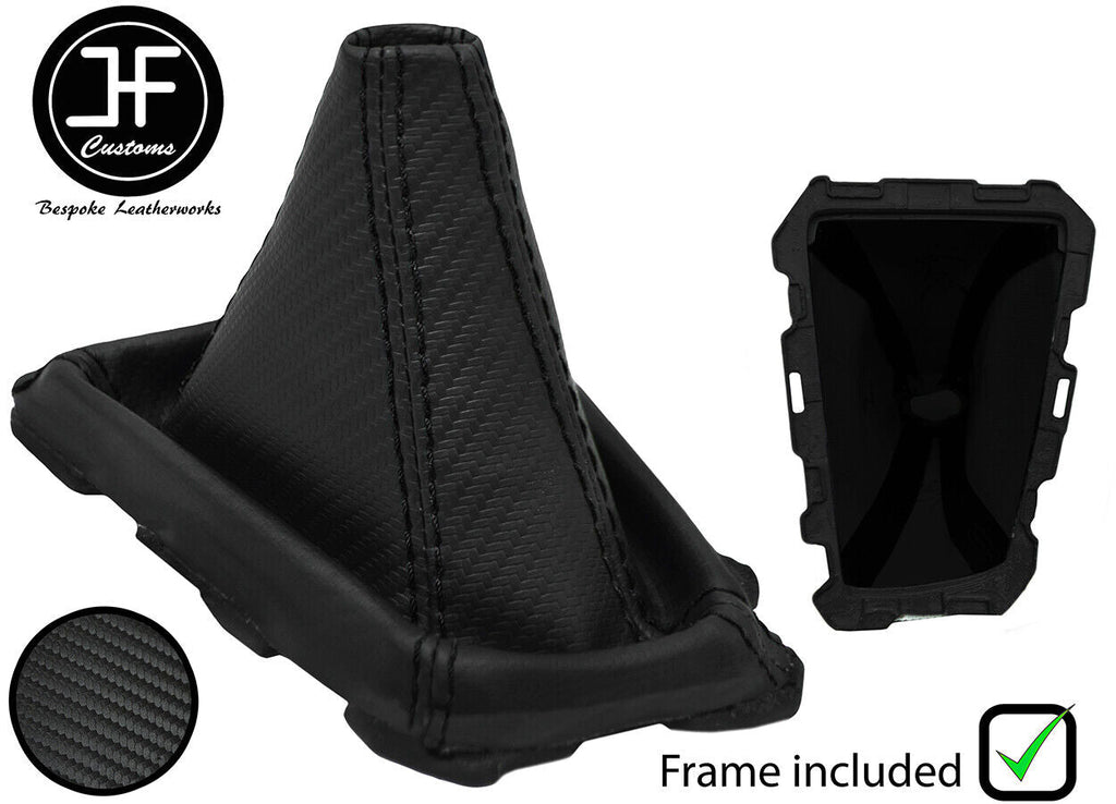 BLACK STITCH CARBON VINYL GEAR GAITER+PLASTIC FRAME FOR FORD FOCUS MK3 12-2015