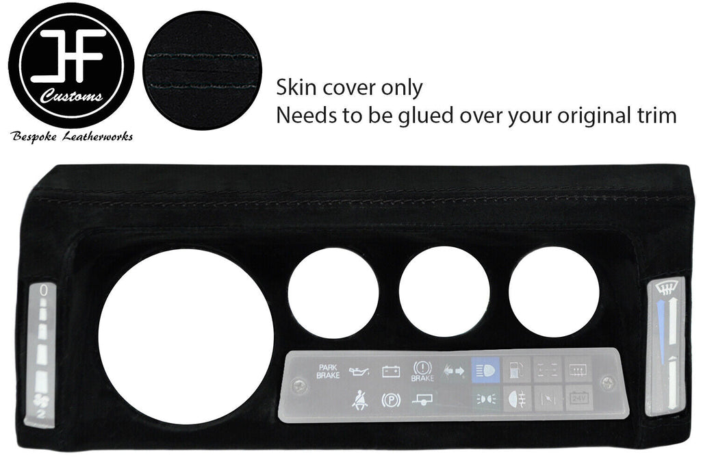 BLACK STITCH SPEEDO SURROUND REAL SUEDE COVER FITS DEFENDER 90 110 1983-2006