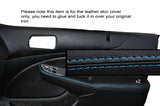 BLUE STITCH 2X DOOR HANDLE ARMREST SKIN COVERS FITS HONDA CIVIC COUPE EM2