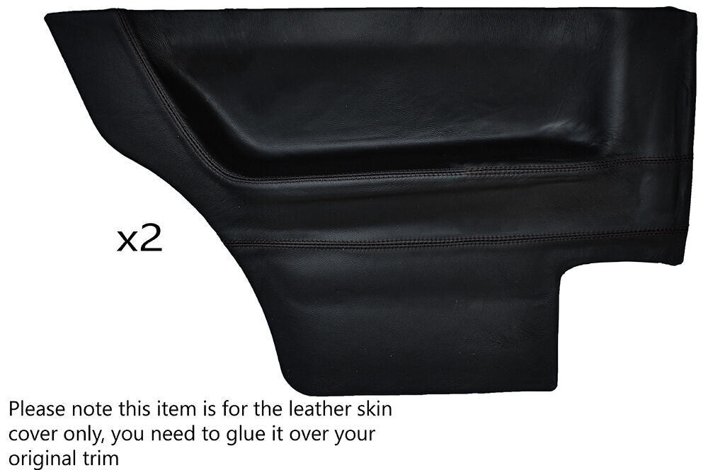 BLACK STITCH 2X REAR DOOR CARDS LEATHER SKIN COVERS FITS VW GOLF MK1 COUPE 3 DR