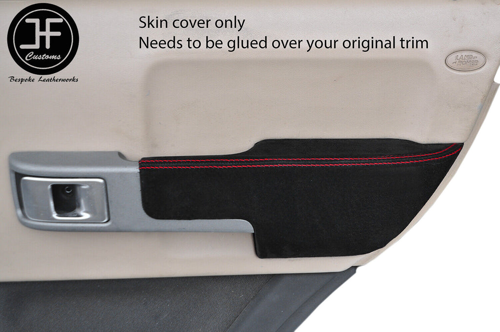 RED STITCH 2X REAR DOOR ARMREST SUEDE COVERS FITS RANGE ROVER VOGUE 02-06